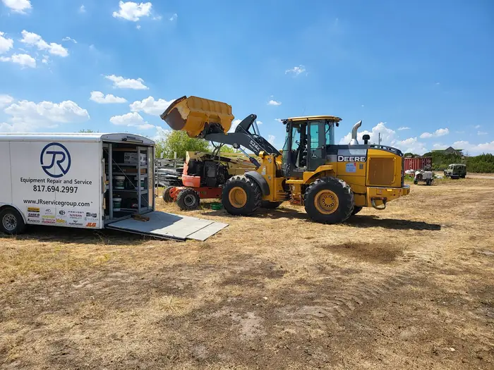 John Deere wheel loader serviced on-site by JR Equipment Repair